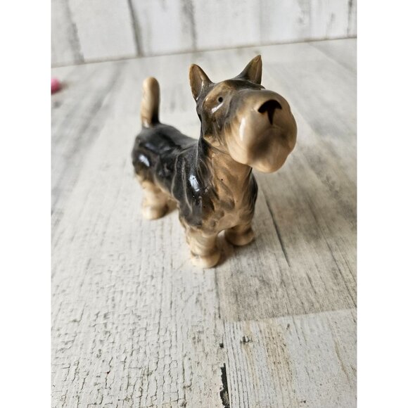 Vintage Schnauzer terrier porcelain statue figurine tan decor - Picture 5 of 9